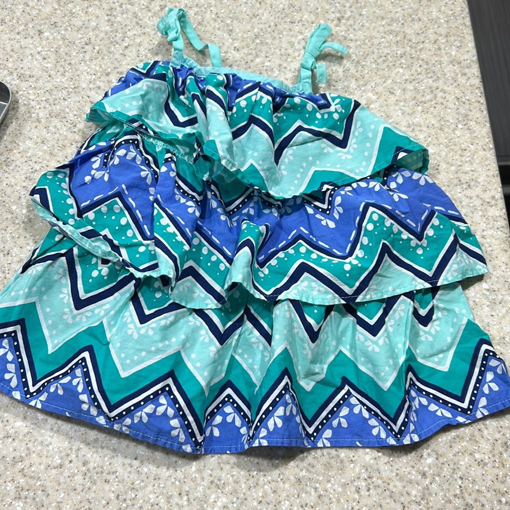 🌖 Gymboree ruffled size 6 blue and green tank